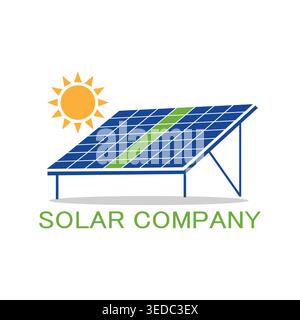 Solar energy company logo with renewable power concept Stock Vector