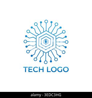 Technology logo with digital circuit concept illustration Stock Vector