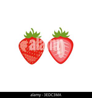 Two ripe strawberries vector illustration, fresh fruit concept Stock Vector