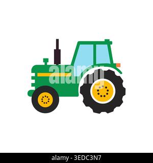 Tractor vector illustration, agriculture farming vehicle isolated Stock Vector