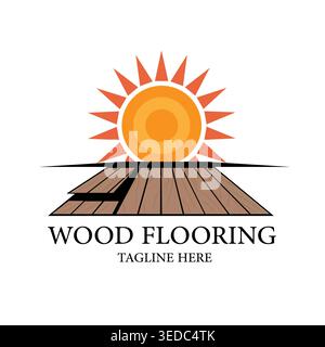 Wood flooring logo with interior material and home design concept Stock Vector