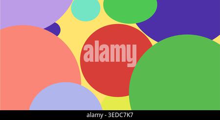Abstract Colorful Circles on Yellow Background Stock Vector