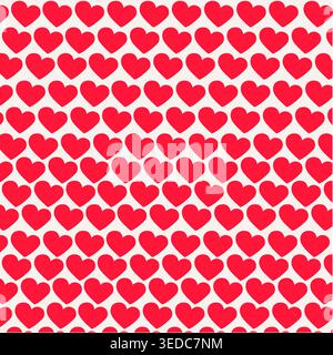 Seamless Red Heart Pattern on a White Background Stock Vector