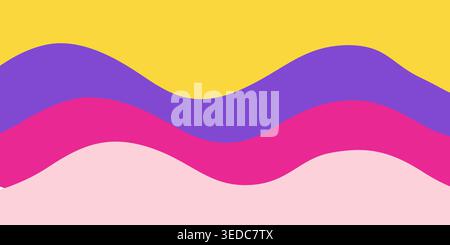 Bold Colorful Waves with Yellow, Purple, Pink, and Red Tones Stock Vector