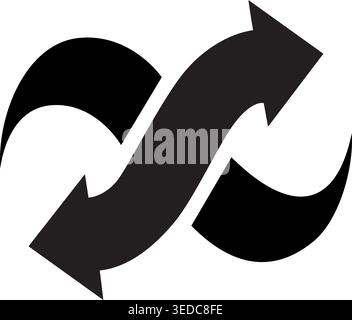 Minimalist Black and White Circular Arrows Icon Stock Vector