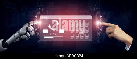 AI automating data synchronization and file management processes, optimizing transfer speed and ensuring seamless backup operations across systems Stock Photo