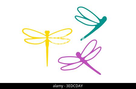 Vector dragonfly illustration. Fauna summer illustration. Wildlife concept.  Stock Vector