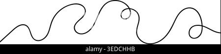 Continuous squiggle cable line creating abstract wavy vector illustration with flowing squiggles. Stock Vector