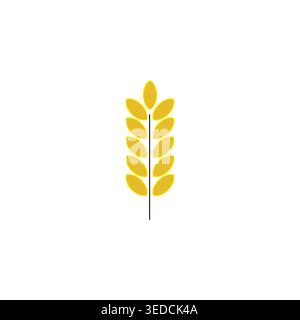 Yellow wheat ear icon. Cereal grain Vector symbol. Agriculture harvest emblem. Golden organic food. Stock Vector