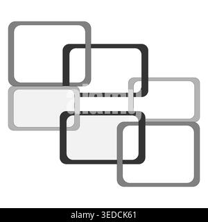 Interconnected rectangle frames. Geometric border Vector. Overlapping block composition. Darkened grey background. Stock Vector