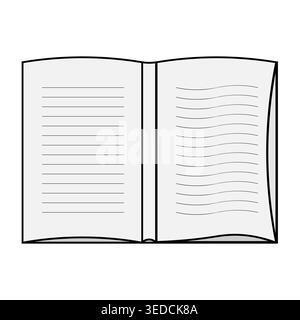 Detailed book illustration. Notepad icon Vector. Lines waves texture. Study education symbol. Stock Vector