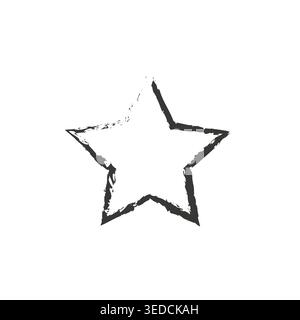 Grunge star frame. Rough sketch border. Textured star shape. Hand drawn element. Stock Vector