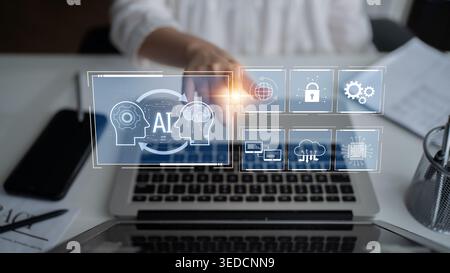 AI system integration improves artificial intelligence platform. AI system integration enhances automation, secures data, supports cloud, and AI Stock Photo
