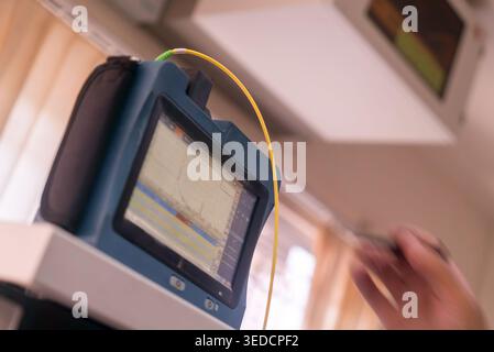 High-tech device used for measuring electrical signals, showcasing functions and features in a professional environment, essential for accurate diagno Stock Photo