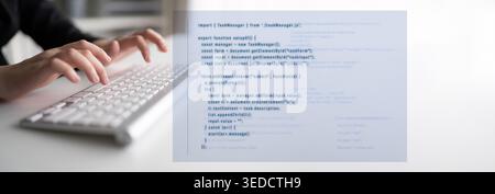 programming for task manager user interface, handling form submission, input validation, task list rendering, and exception alerts with dynamic DOM Stock Photo