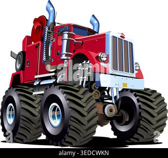 Cartoon Monster tow truck isolated on white background. Available EPS-10 vector format separated by groups and layers for easy edit Stock Vector