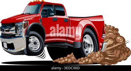 Cartoon delivery cargo pickup truck isolated on white background. Available EPS-10 vector format separated by groups and layers with transparency effe Stock Vector