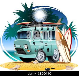 Vector cartoon camper. Available eps-10 vector format separated by groups with transparency effects for one-click repaint Stock Vector