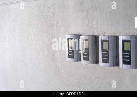 This image showcases a modern access control keypad setup on a wall, highlighting its sleek design and functionality for secure entry systems in vario Stock Photo