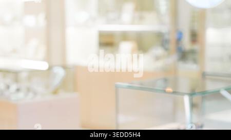 Vertical blurred background of a luxury jewelry store or high end boutique interior Stock Photo