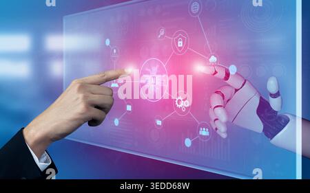 AI powers intelligent networks by linking data, enhancing real-time analytics, securing communication, and improving system efficiency and automation Stock Photo