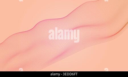 Lines pattern wave surface on pink backdrop. Abstract background pastel wallpaper Stock Vector