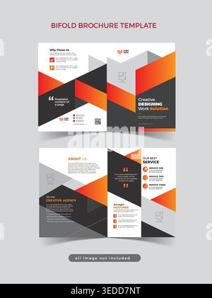 Modern Bi Fold Brochure Template Design with Editable Vector File Stock Vector
