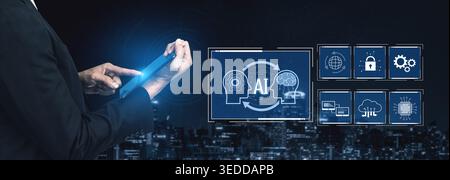 AI system integration improves artificial intelligence platform. AI system integration enhances automation, secures data, supports cloud, and AI Stock Photo