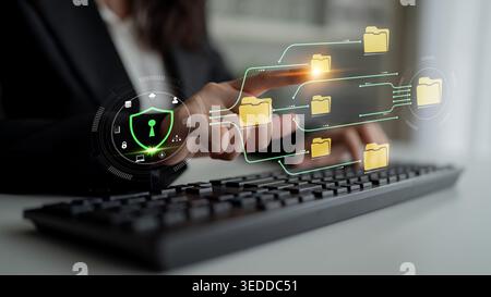 Secure Data Management Concept with Digital Lock Symbol Overlaid on Keyboard Demonstrating Cybersecurity and Information Technology Practices Fluxor. Stock Photo