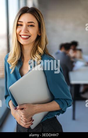 Success business woman with laptop, analytics and developer for startup business website IT software Stock Photo