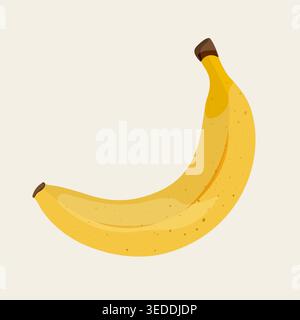 Fruit banana in cartoon hand drawn simple style. Editable variable color Stock Vector