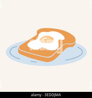 Fried Egg With Toast Isolated Flowers With Gradient Mesh, Vector Illustration Stock Vector