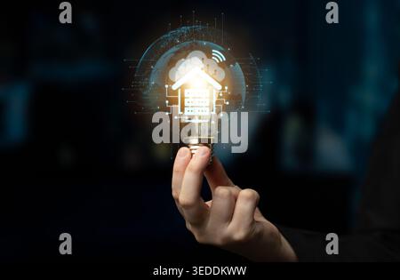 Cloud computing, cloud strategy, and cloud technology transforming digital infrastructure with scalable services, secure data storage, and cloud-based Stock Photo
