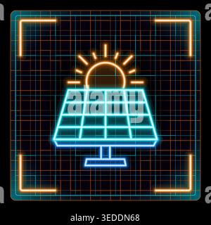 Solar energy panel icon illustration, renewable and alternative energy concept. Stock Vector