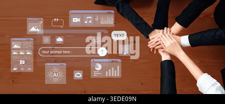 Prompt driven AI interface enabling text, image vision, audio and media video data neural asset and tool in smart creation chat workspace edit. Future Stock Photo