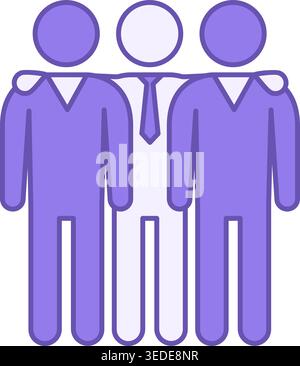 Colored Friends Icon. Vector Icon of Three People. Best friends Stock Vector