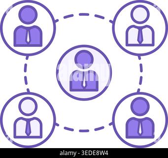 Colored Team Icon. Vector Icon of Group of People Working Together. Business and Teamwork Concept Stock Vector