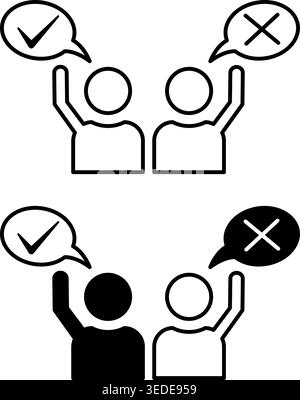 Vote icons. Black and White Vector Icons. People Making Their Choices. Voting Concept in Elections Stock Vector