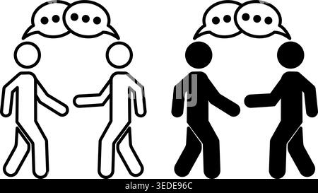 Speaking icons. Black and White Vector Icons of Dialogue and Contact. Conversational Exchange Between Two People Stock Vector