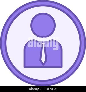 Colored Person Icon. Vector Icon of One Man with Tie Isolated on White Background Stock Vector
