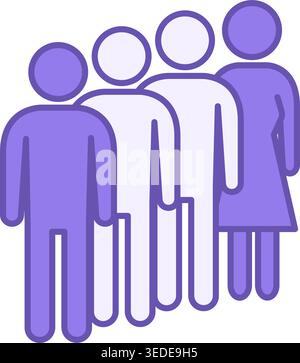 Colored Queue Icon. Vector Icon of Groups of People Lined Up Stock Vector