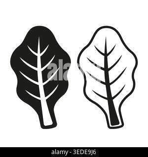 Spinach icon set with outline and solid black styles, simple vegetable symbol collection isolated on white background for food design Stock Vector