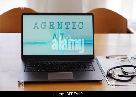 agentic AI. Artificial intelligence and medicine concept. medical laptop Stock Photo