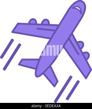 Colored Airplane Icon. Vector Icon of Airplane Taking Off. Travel and Vacation Concept Stock Vector
