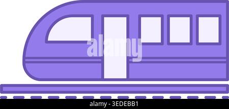 Colored Train Icon. Vector Icon of Train on Rails. Travel and Vacation Concept Stock Vector