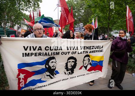 Clerkenwell Green, London, UK. May Day 3rd May 2026. Workers Day march and celebration. Cuba solidarity Stock Photo