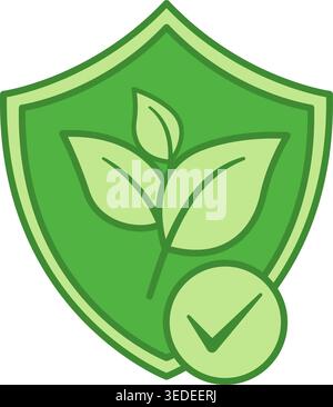 Environmental Protection Color Icon. Vector Icon of a Young Plant on a Shield. Ecology concept Stock Vector