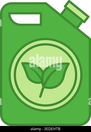 Green Biofuel Icon. Vector Icon of Leaves on a Canister. Ecology and Environmental Protection Concept Stock Vector