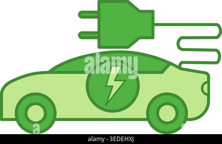 Green Electric Car Icon. Electric Transport Vector Icon. Ecology and Environmental Protection Concept Stock Vector