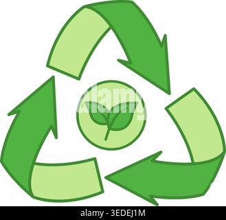 Green Recycle Icon. Vector Icon of Recycle Bin. Ecology and Environmental Protection Concept Stock Vector
